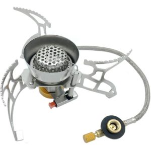 Mini portable windproof outdoor camping stove (2) سرشعله شلنگی فندک دار ضد باد - Image 1