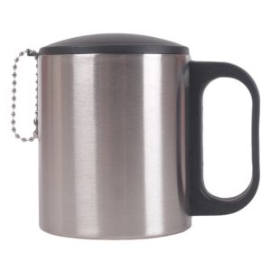 Stainless Steel Double Mug لیوان آلومینیومی درب دار دوجداره 170 سی سی - Image 1
